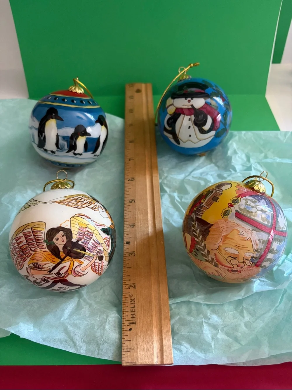 Pier 1 Li Bien Hand-Painted Holiday Ornament Set 4